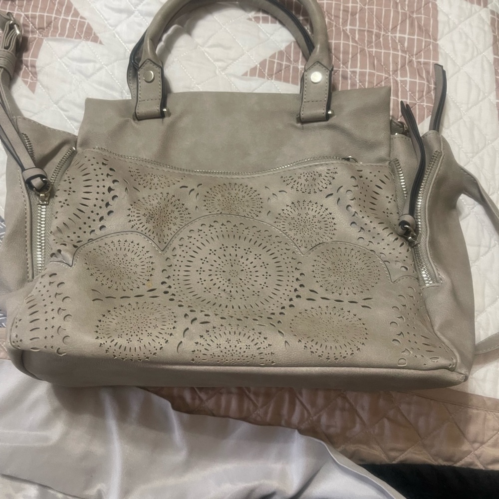 Maurices Grey Leather Crossbody Bag